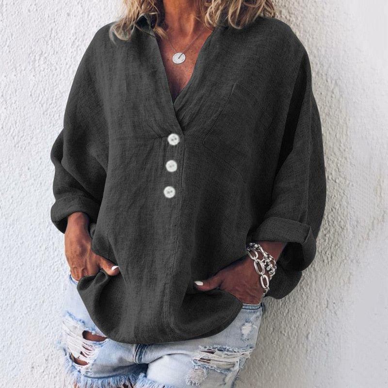 Abigail | Oversized Blouse met Knoopsluiting